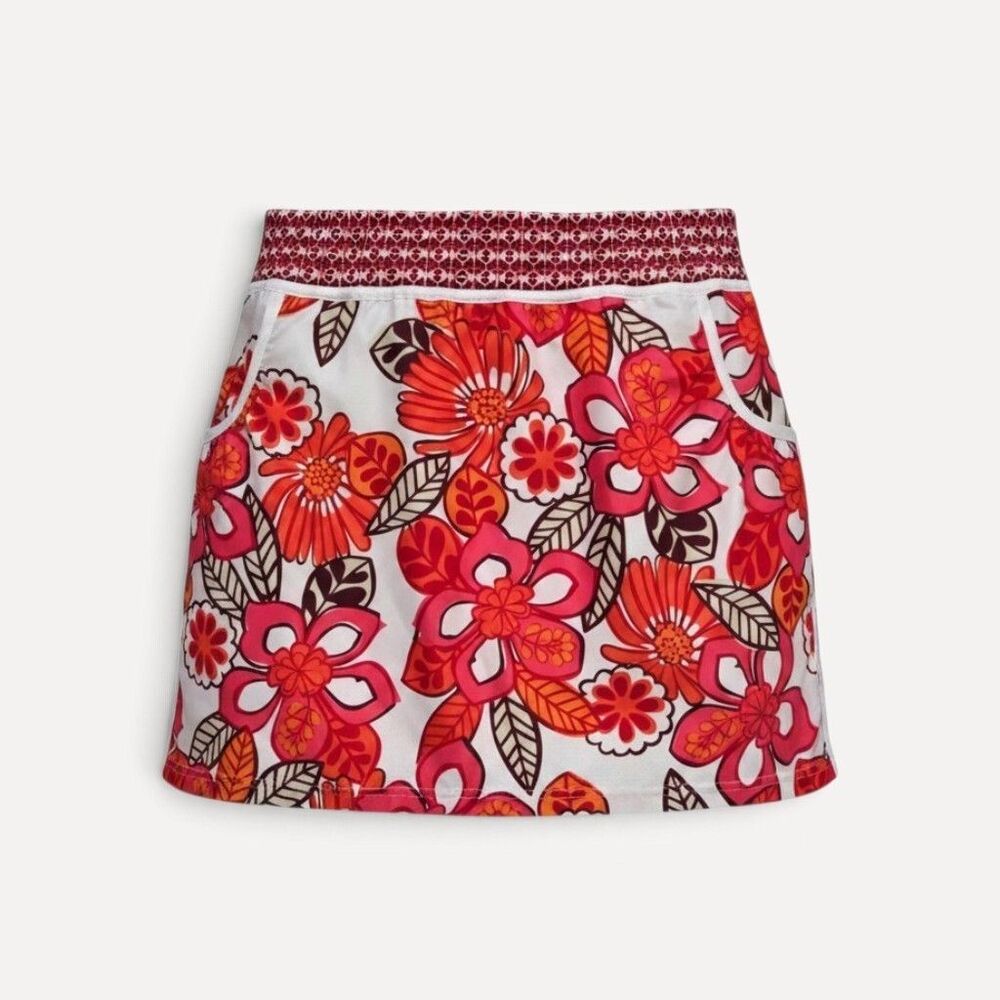 Athleta Boogie Board Swim Skirt XL Red Hibiscus Floral Board Short Pockets